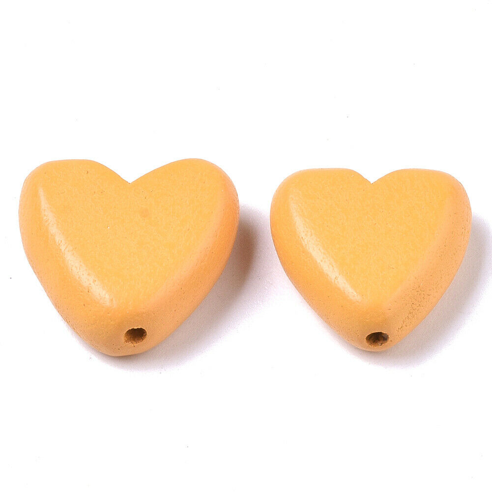 50pcs Painted Wood Heart Beads Smooth Spacer Beading Jewelry accessorie 15.5mm