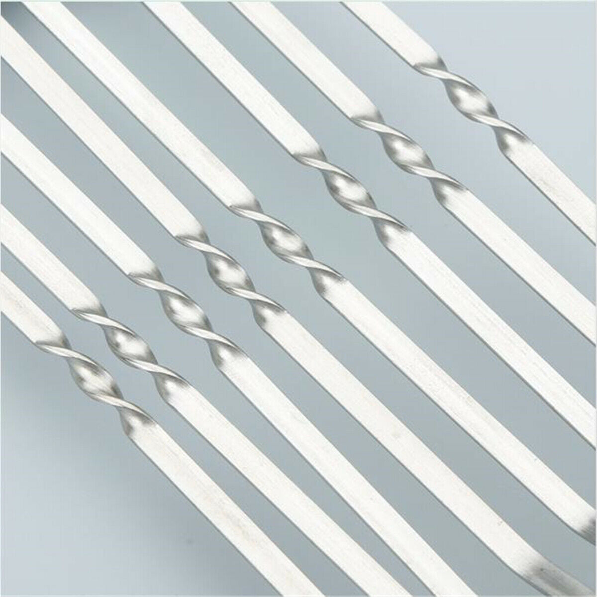 10x BBQ Barbecue Stainless Steel Grilling Kabob Kebab Flat Skewers Needle 40CM
