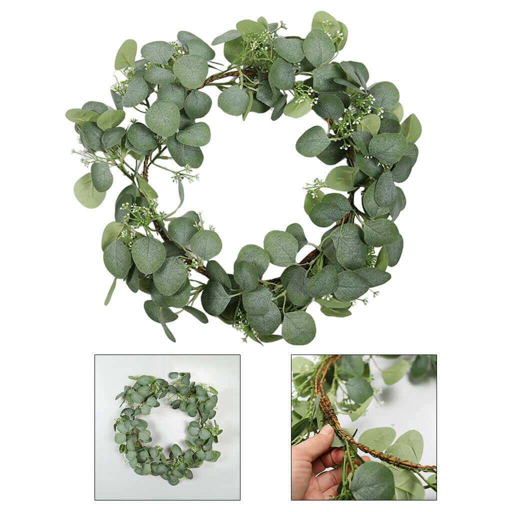Eucalyptus Wreath Green Leaves Garland Hanging Wall Front Door Decor