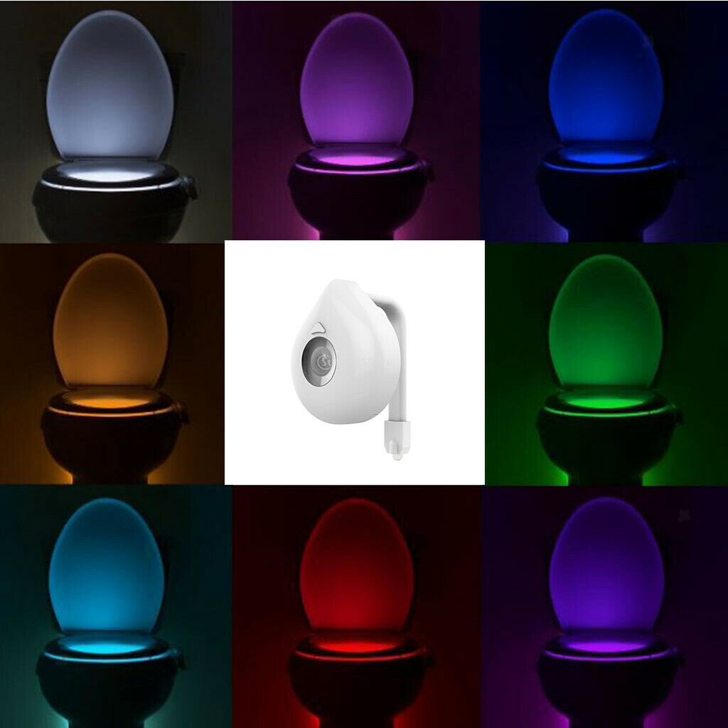 8-Color Flexible LED Toilet Night Light Sensor Motion Activated Seat Lamp 1W