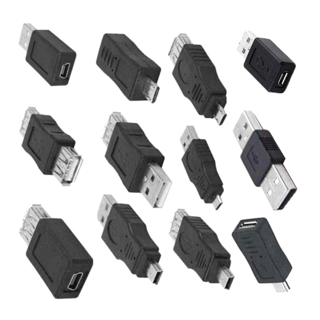 12pcs / Lot 12 in 1 OTG Adapter Converter Kit USB 2.0 Male to Female Micro Mini