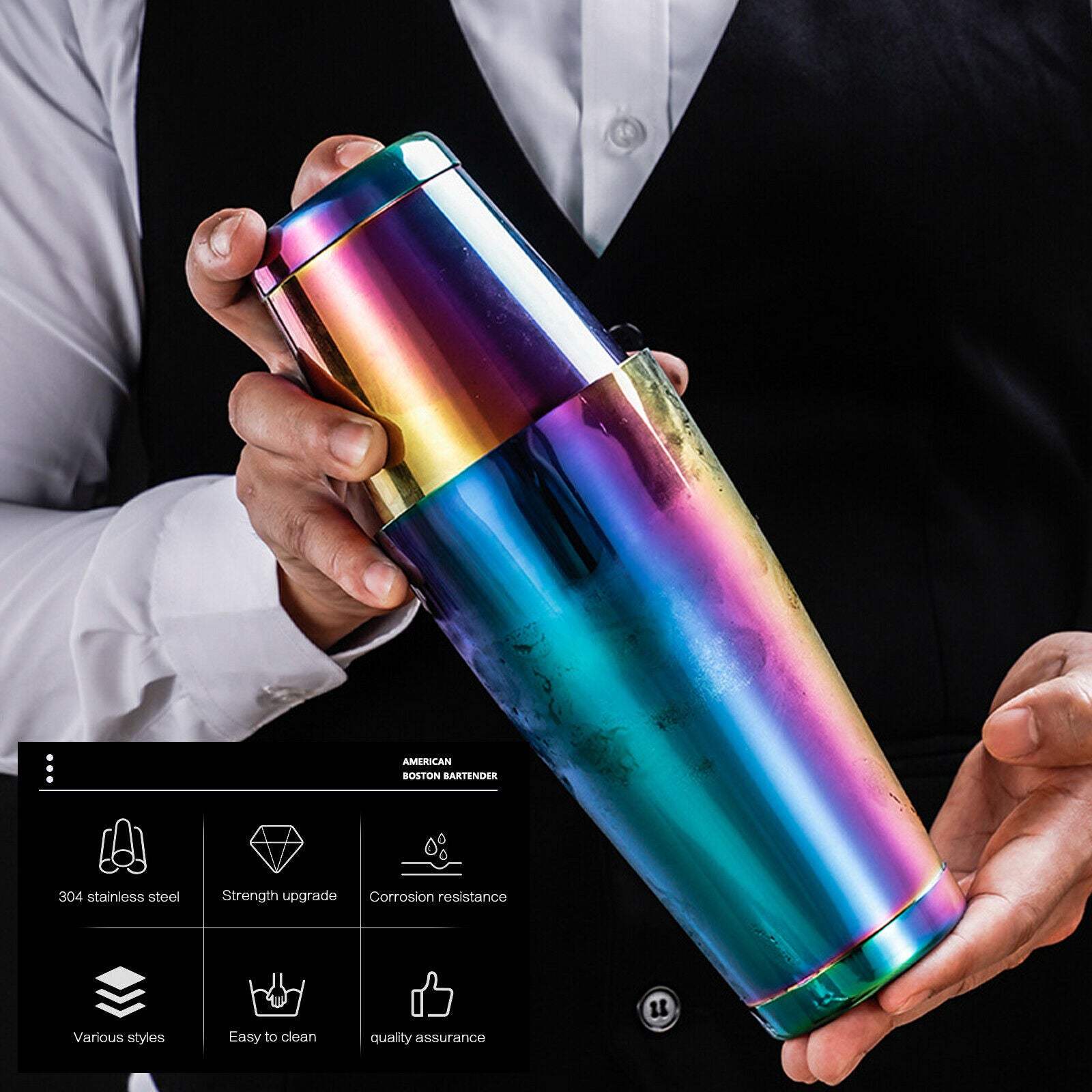 Cocktail Shaker Boston 550ML and 820ML Bar Tins Stainless Steel Drink Mixer Home