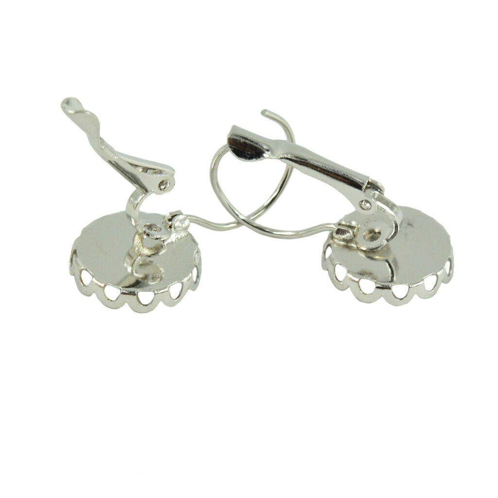 24 Pcs Round Blank Bezel French Leverback Earring Hook fit 12mm Cabochon