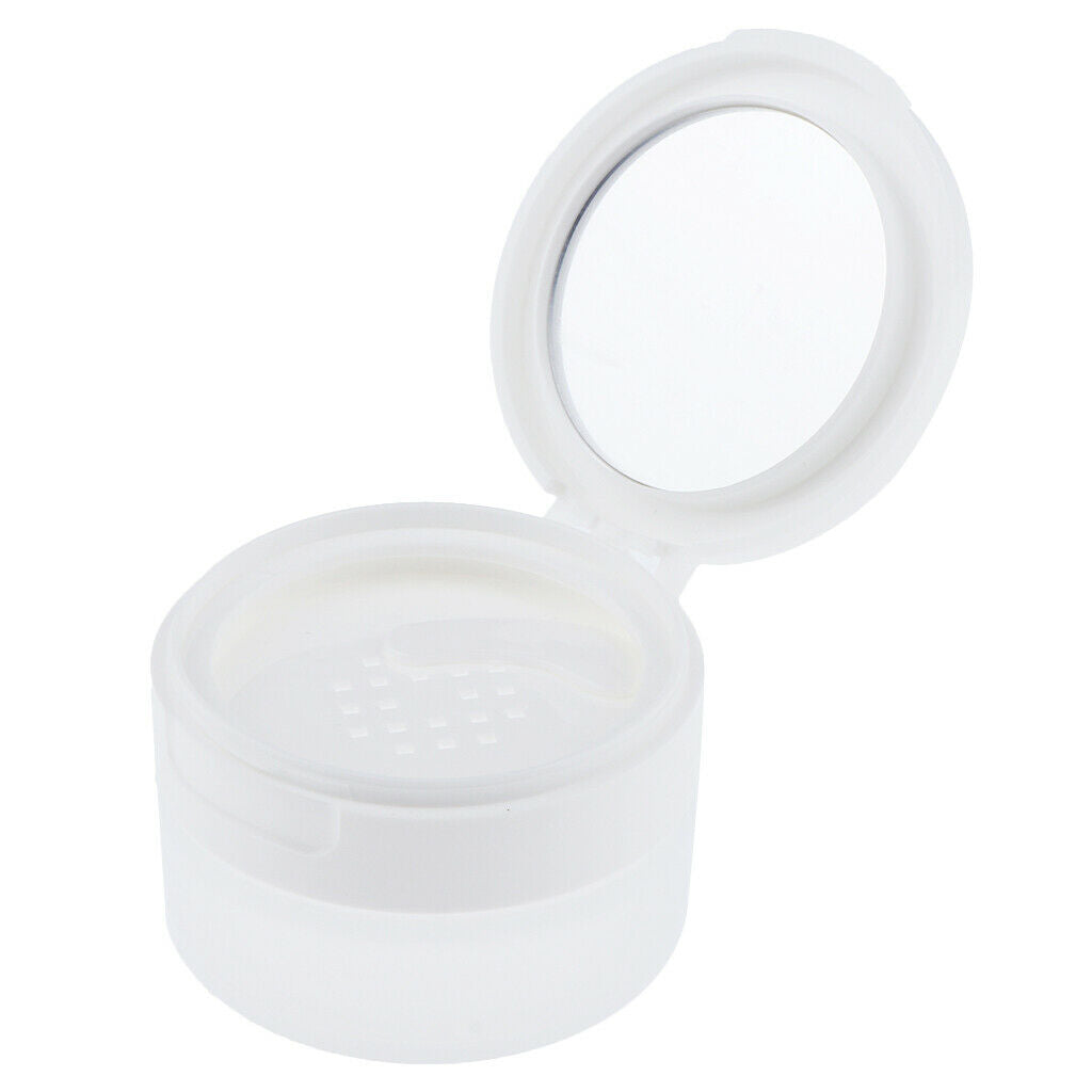 2x Travel Empty Makeup Loose Powder Container Pot Case w/ Mirror Sifter Lid