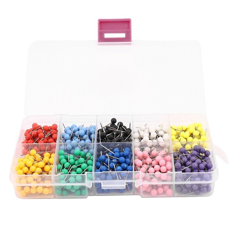1000 Pieces 1/8 inch Map Push Pins Map Tacks with Plastic Round Heads and SteeN5
