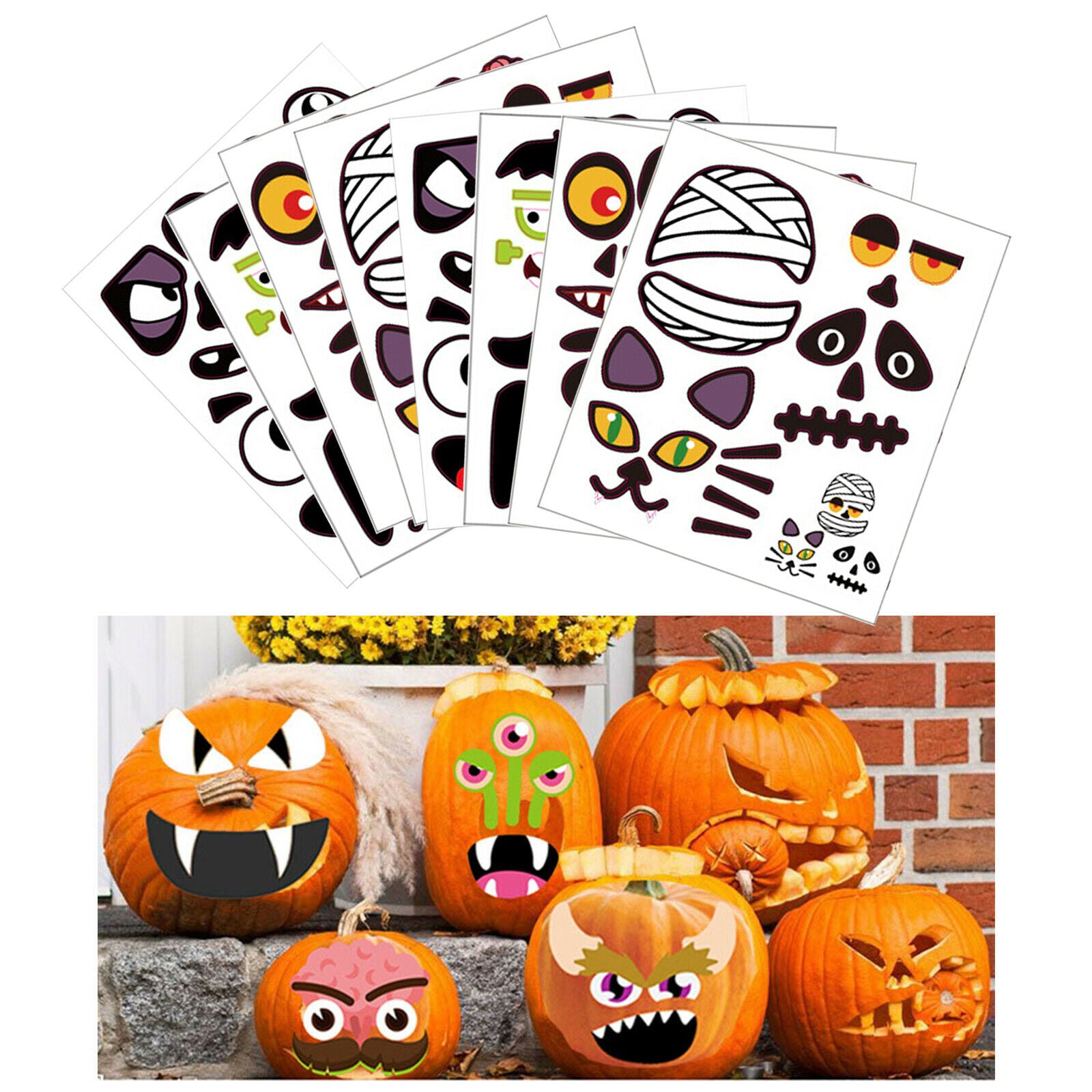 8x Halloween Stickers for Scrapbook Pumpkin Kids Adults Teens Decorations