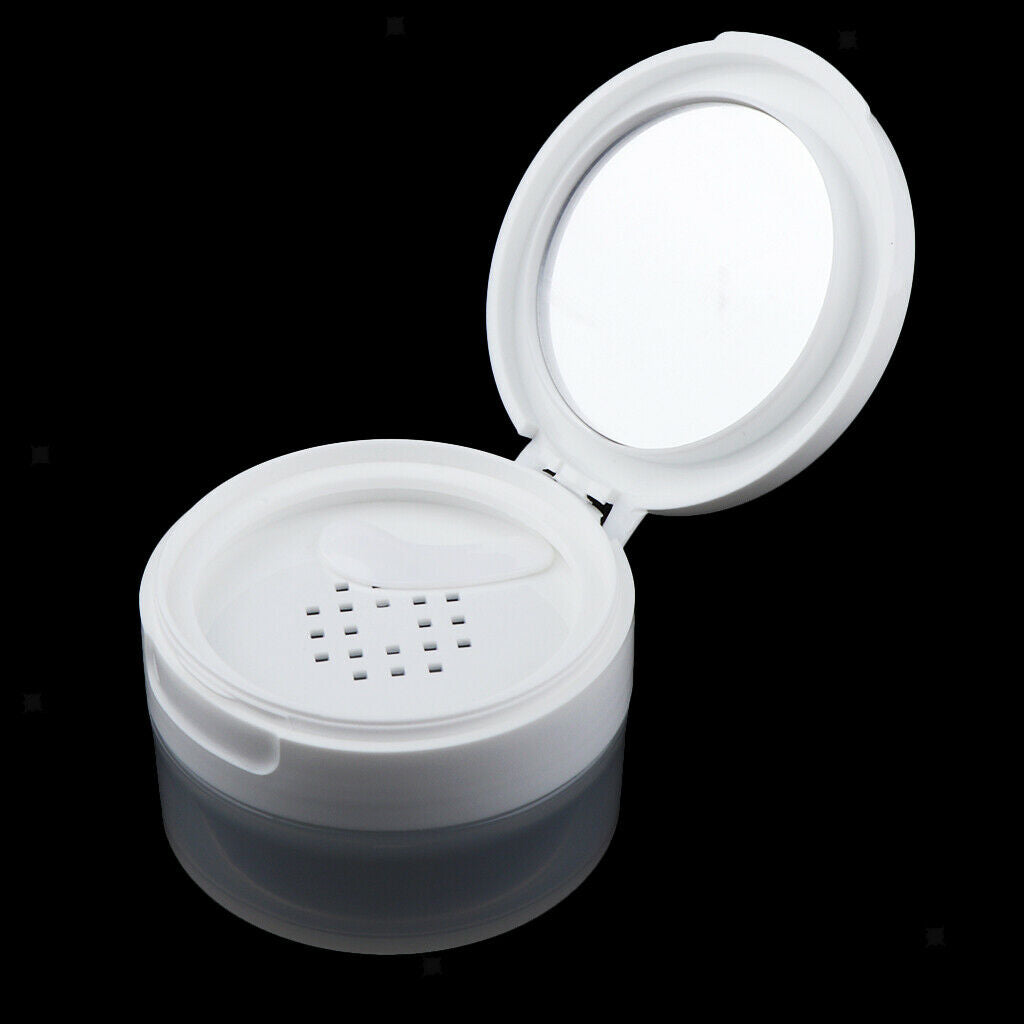 2x Travel Empty Makeup Loose Powder Container Pot Case w/ Mirror Sifter Lid