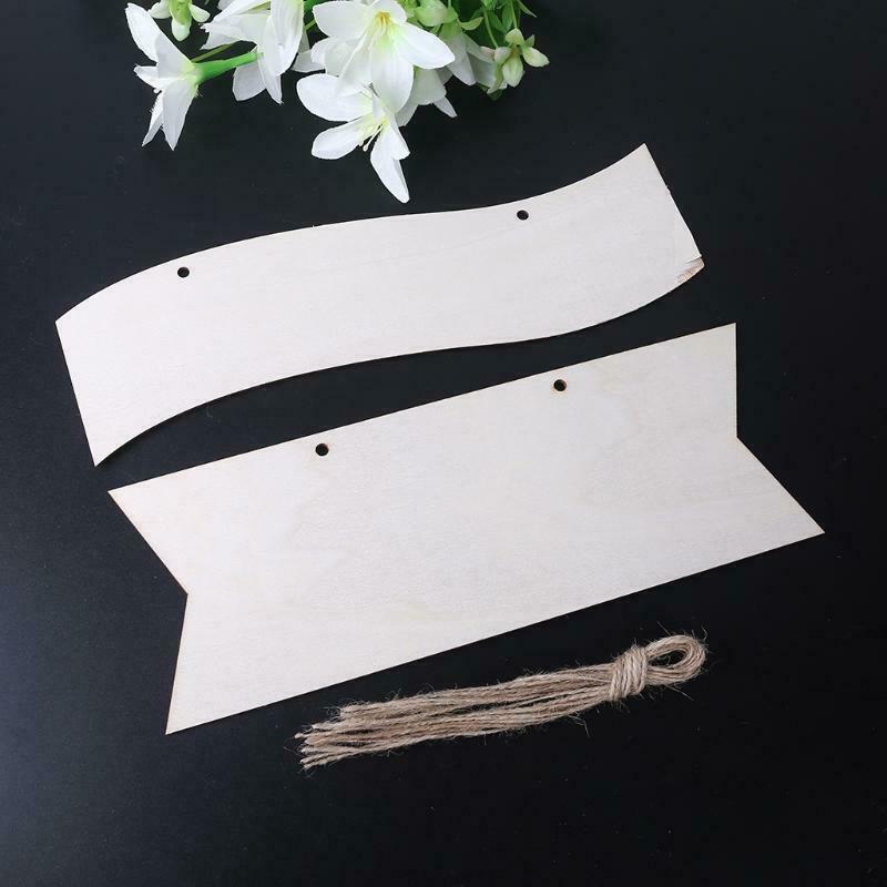 8 Pcs Arrow + Wavy Shape Wooden Blanks Hanging Tag Sign Unfinished Slices Chips