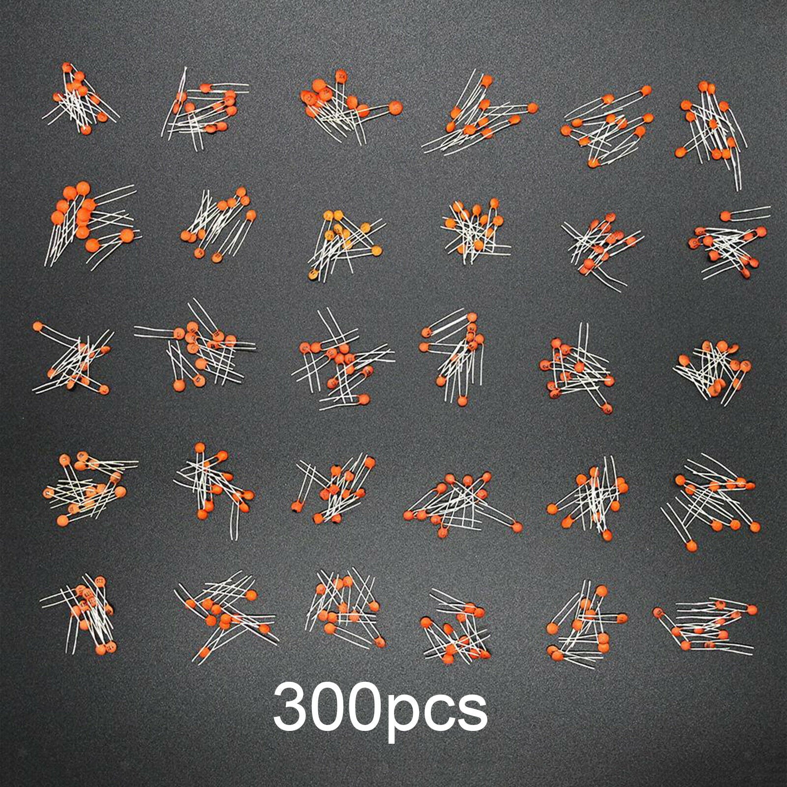 300pcs Ceramic Capacitor Assortment Set 2PF-0.1UF 30 Values in Separate Bags