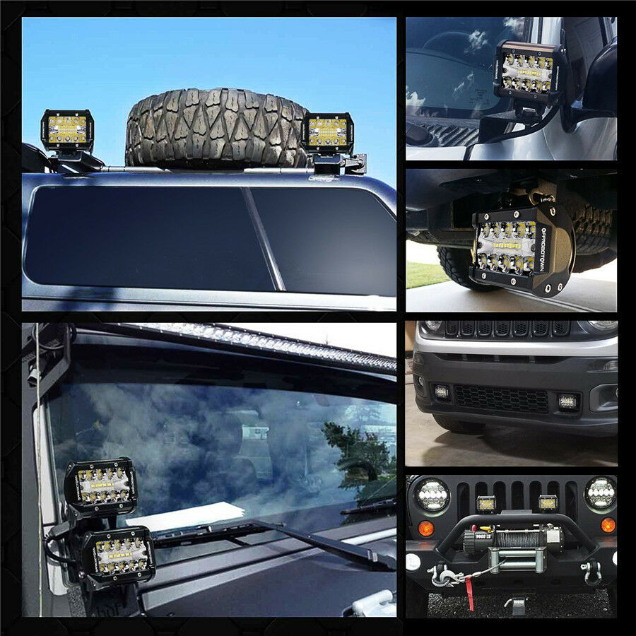 2 Pcs Car Truck 200W 20LEDs Spot Flood Work Driving Fog Light Bar with Bracket