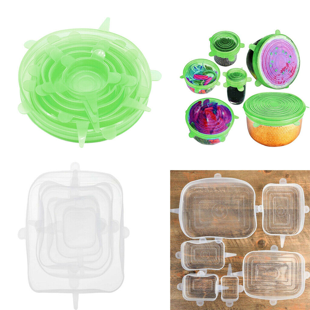 2 Set 12Pcs Silicone Stretchy Wrap Lids Pot Cup Bowl Covers Food Stayfresh