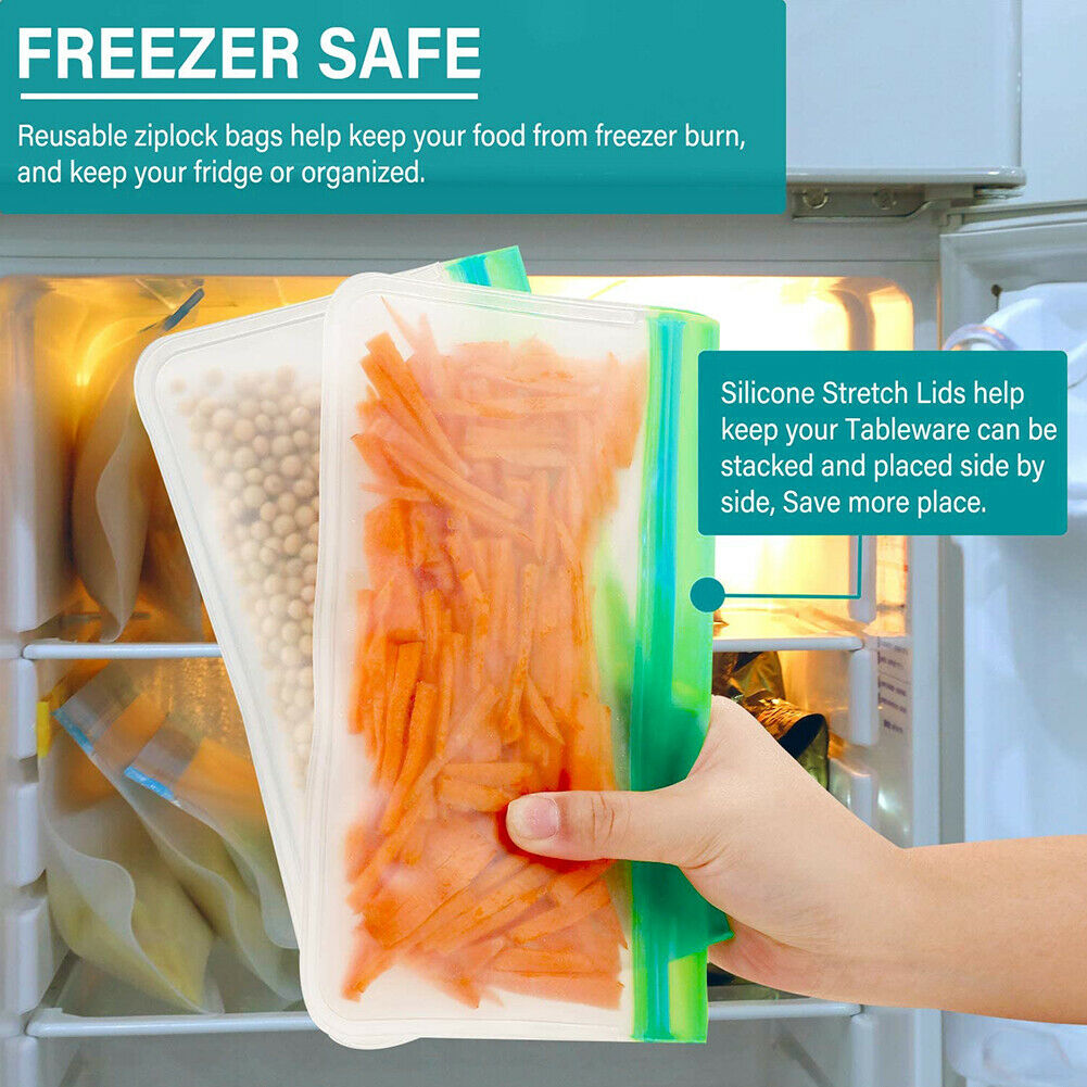 10pcs Reusable Sealed Food Storage Bag Refrigerator Fresh Keeping Bag Case @