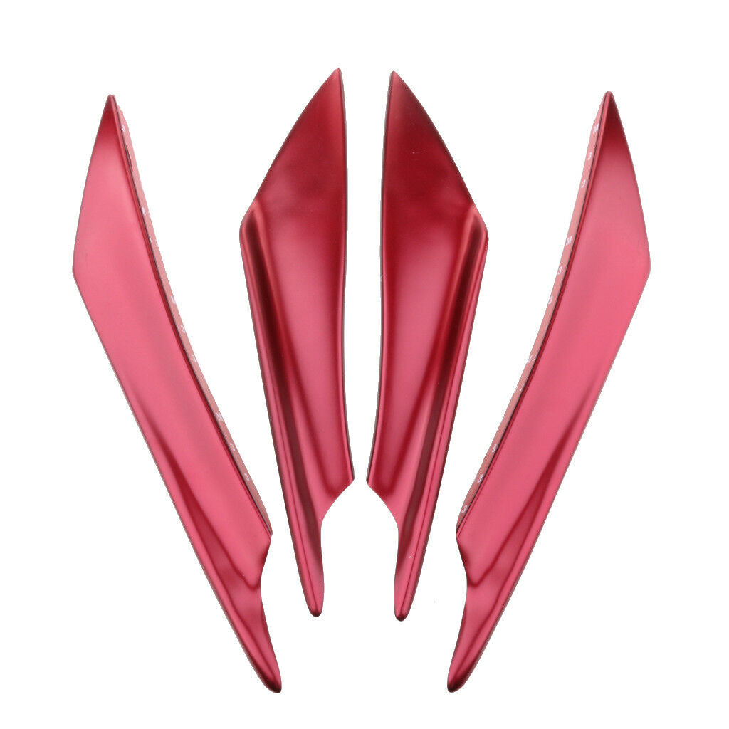 4 Pieces Red Car Universal Front Bumper Spoiler Lip Splitter Fins