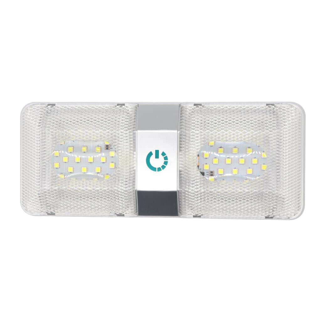 48LED Double Lamp Touch Dimmable Car Reading Light DC11-18V 6000-6500k 6W