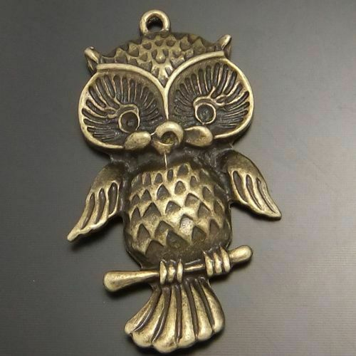 10 pcs Antiqued Bronze Owl Pendant Charm Alloy Jewelry Crafting Findings 40*27mm