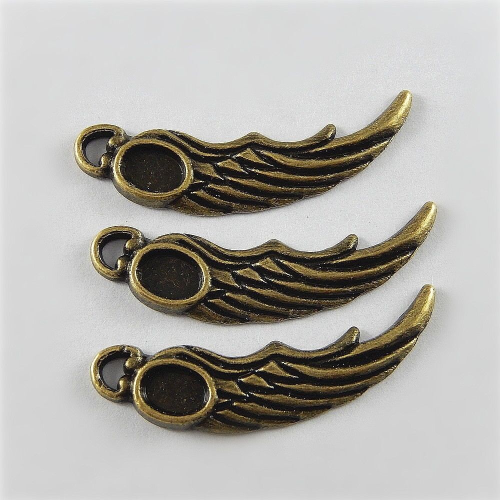 20 pcs Antiqued Bronzed Wing Charm Alloy Pendant Earring DIY Crafting 36*10*2mm