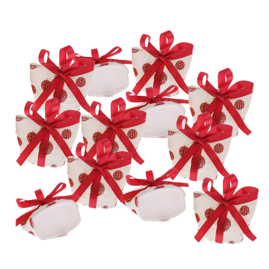 12pcs Red Pokla Dot Small Sweets Candy Bags with Handle Wedding Party Favor