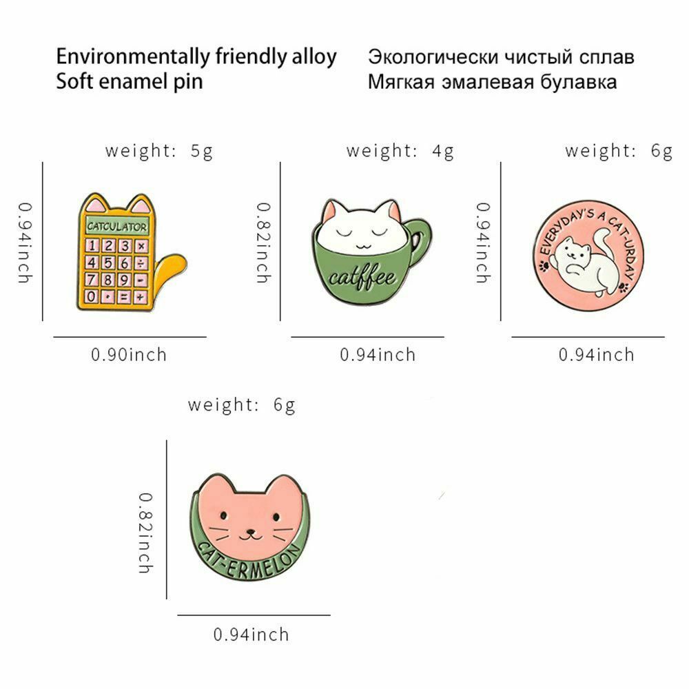 Hats Cloths Cat Coffee Cup Cartoon Brooch Enamel Pin Backpack DIY Decoration