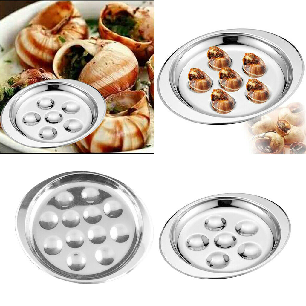 2x Stainless Steel French Escargot Baking Plate Mushroom Snail Dish Set