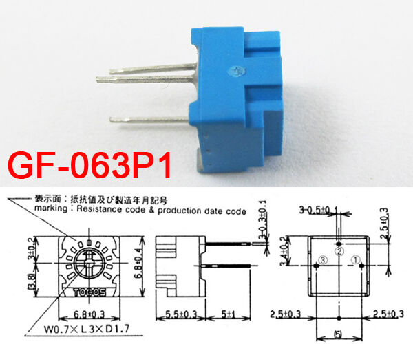 6pcs Tocos Single Turn Cermet Trimmers DIP Potentiometer Pots GF-063P1 B103 10KÎ©