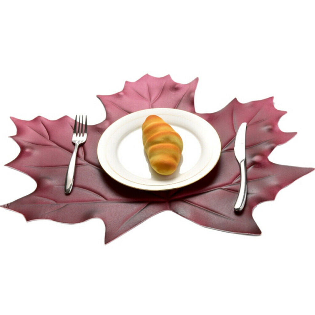 Artificial Maple Leaves Placemats Hawaiian Beach Party Decorations Red