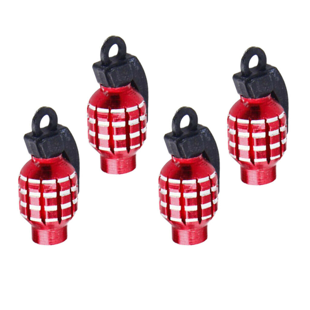 4Pcs/set Aluminum Red Alloy Tire Rim Valve Air Port Dust Cover Stems