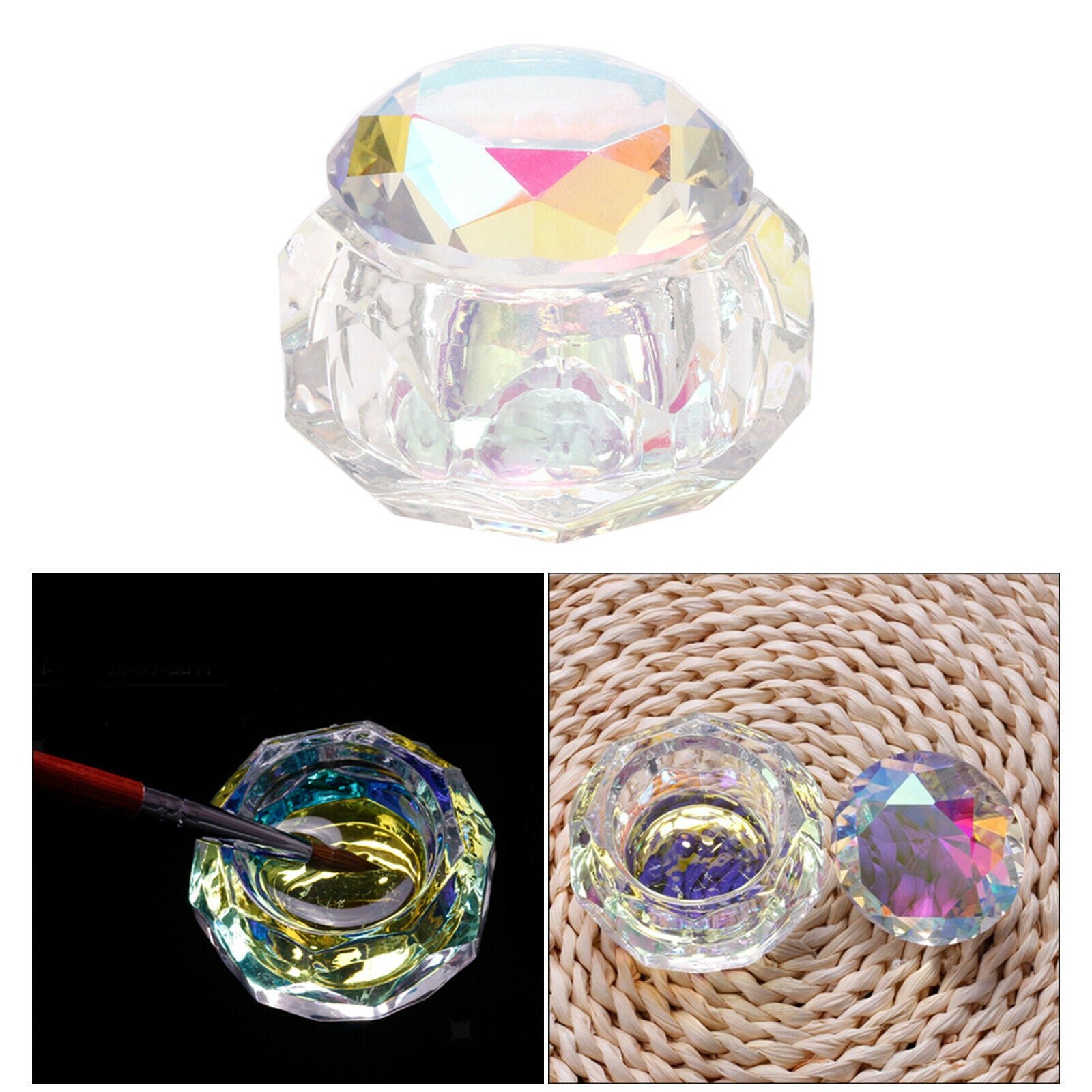Nail Glass Crystal Cup Colorful Nail Art Dappen DISH for Manicure Equipment