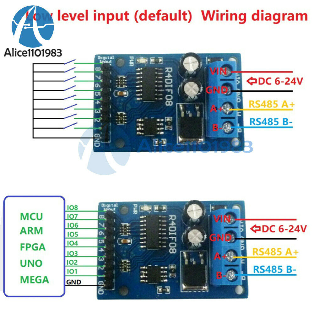 DC 12V 8 Channel Digital Input Module RS485 Modbus RTU Switch Acquisition Board
