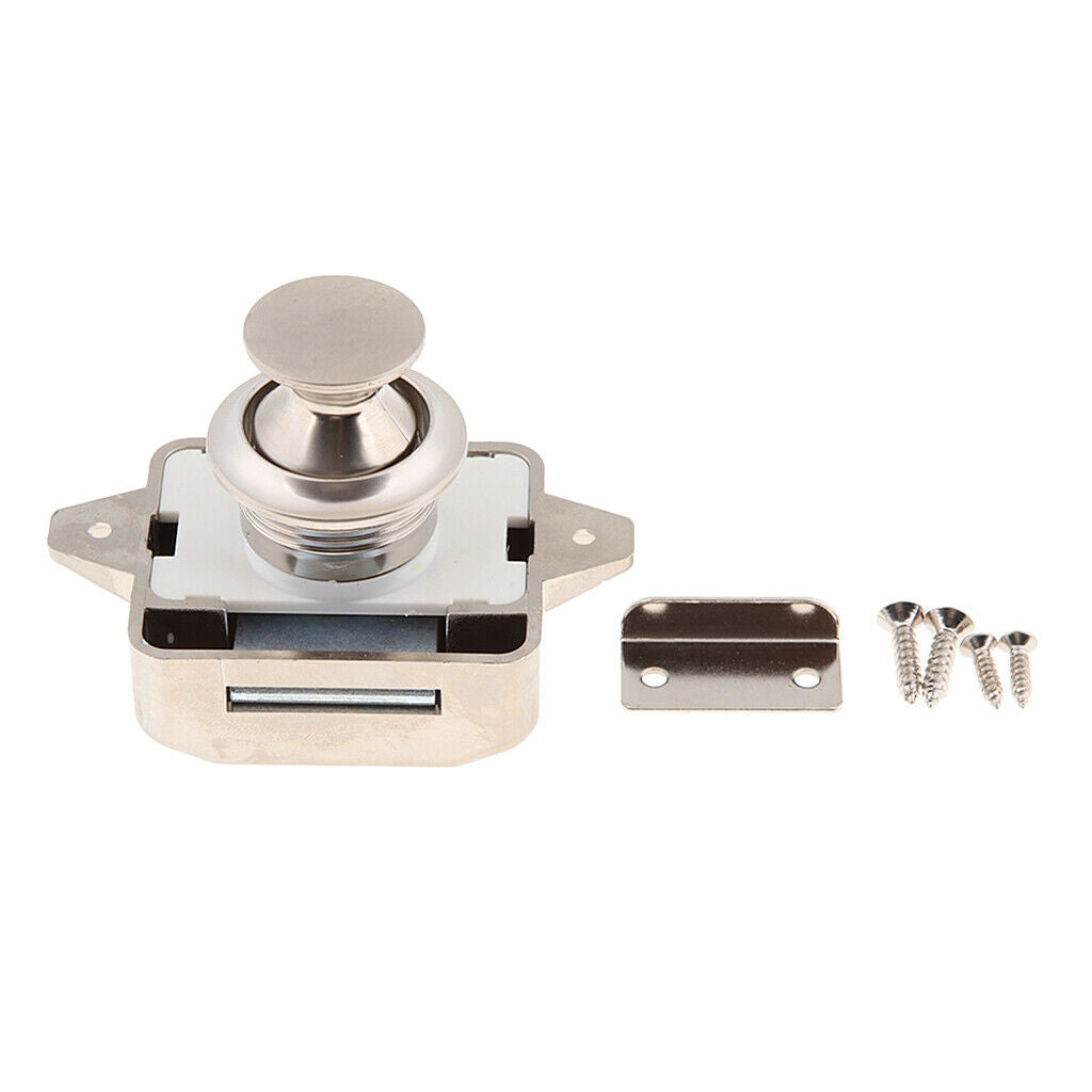 Nickel 11-18mm Cabinet Lock Keyless Push Button Latch for Motorhome Cupboard
