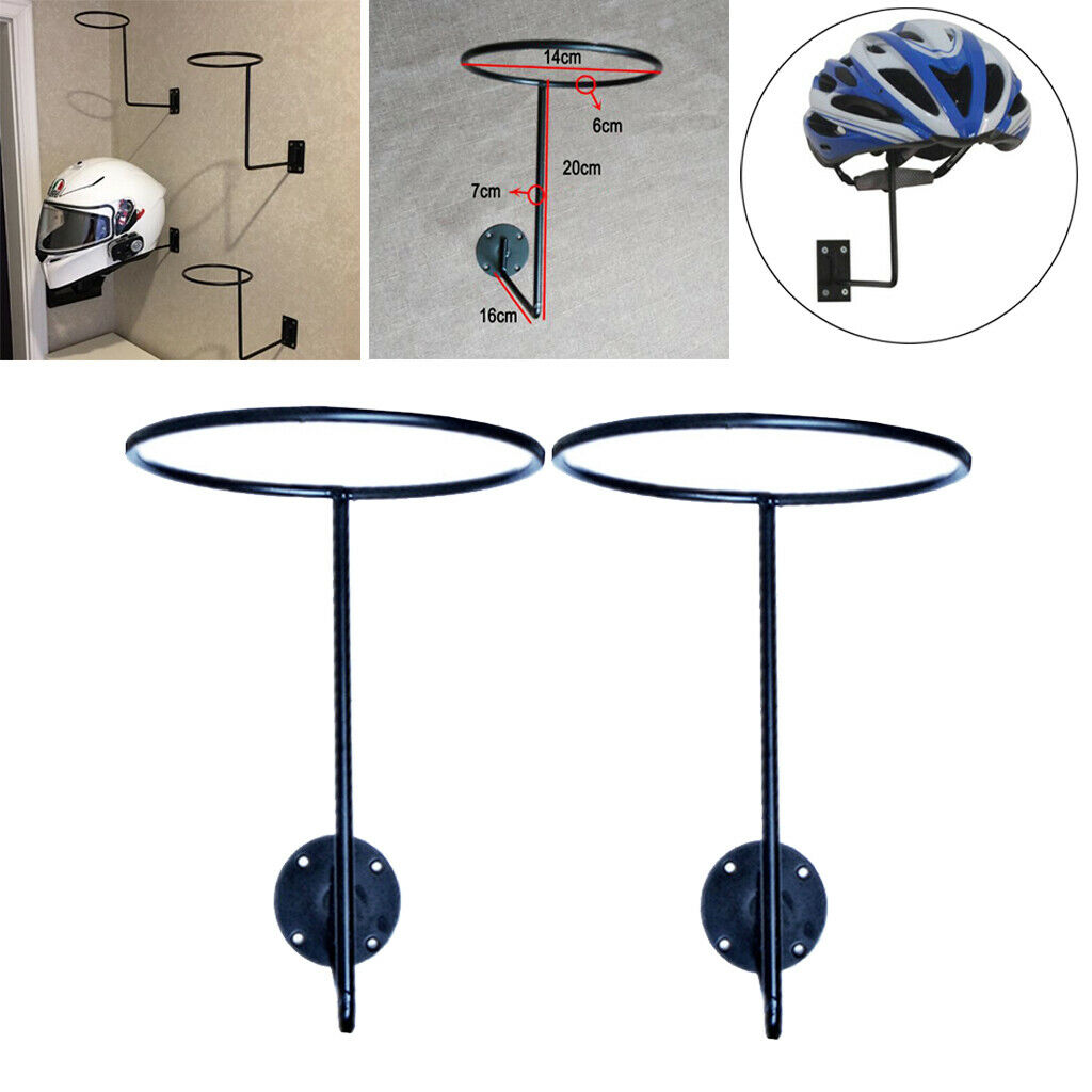 2pcs Metal Wall Mounted Helmet Display Holder Stand Coats Hat Rack Hanger