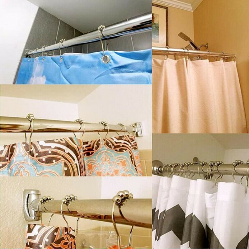 12Pcs/Set Stainless Steel Roller Ball Bath Shower Curtain Rings Hanging H.l8