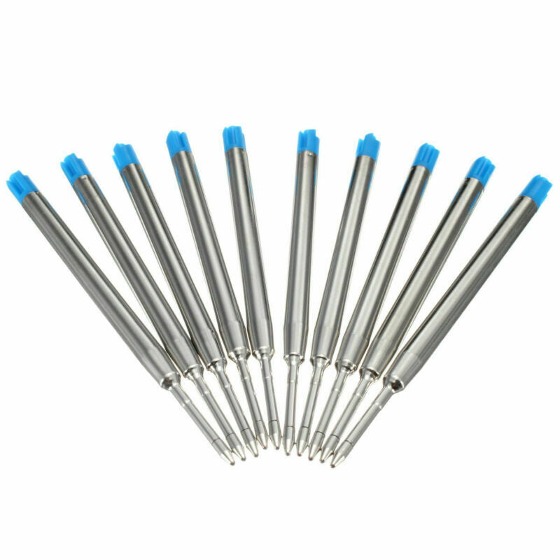 10pcs Blue Ballpoint Pen Refill Replacement Medium Standard For Parker Style Ink