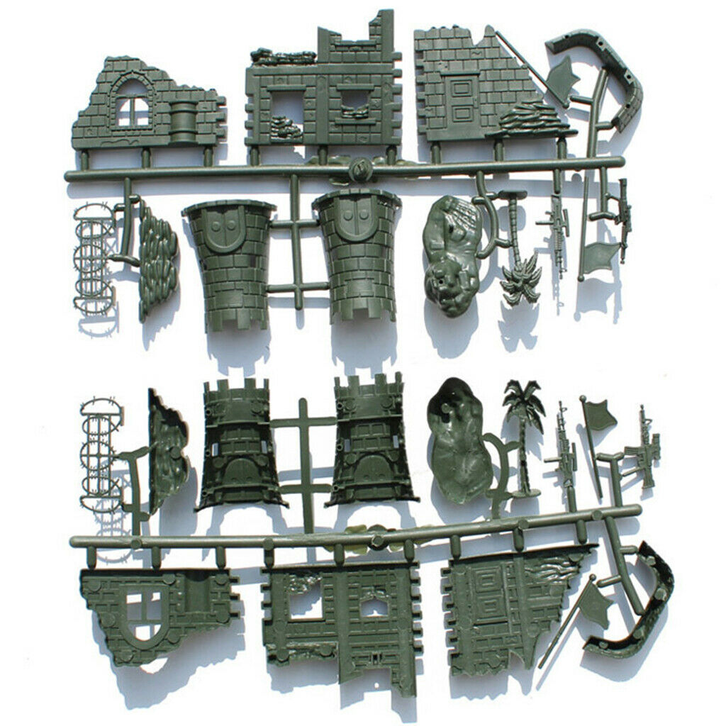 Set of Military Base Army Camp Scene Layout WWII Builing Kits Tabletop Decor
