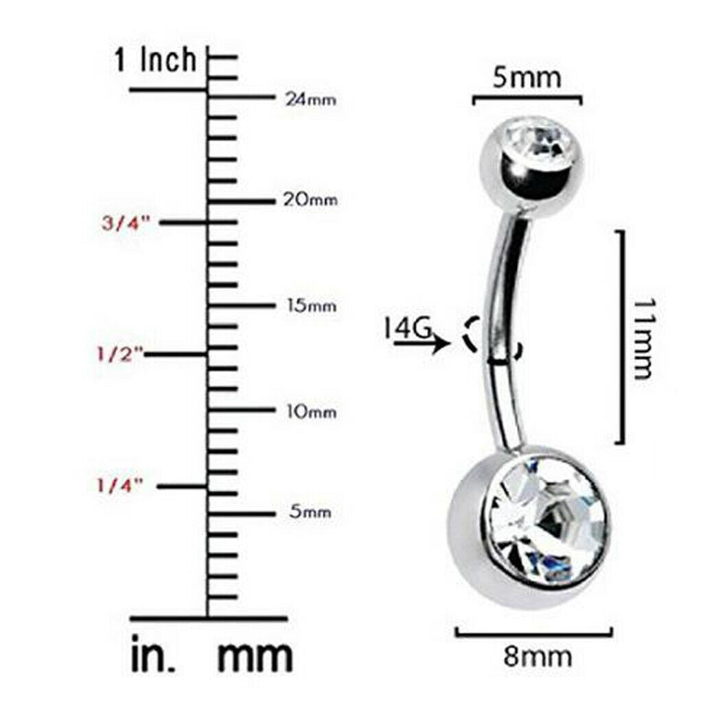 15pcs Professional Piercing Kit Stainless Steel Double CZ Navel Piercing