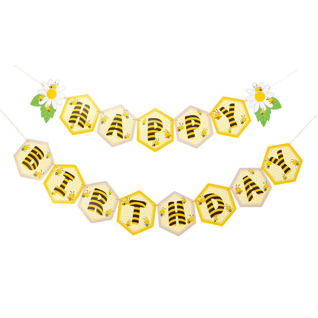 Mini Bee Happy Birthday Bunting Banner Birthday Party Decoration Supplies