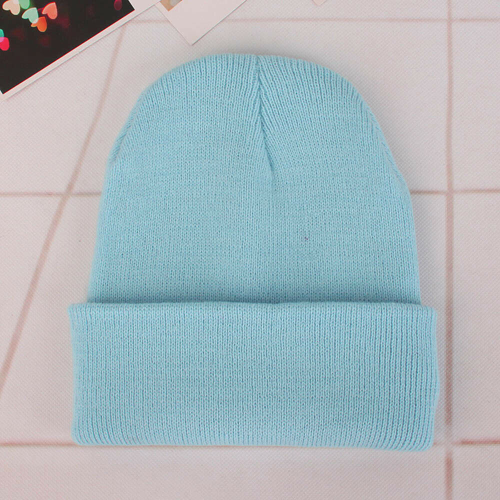 Light Blue Men's Women Beanie Knit Ski Cap Hip-Hop Winter Warm Unisex Wool Hat