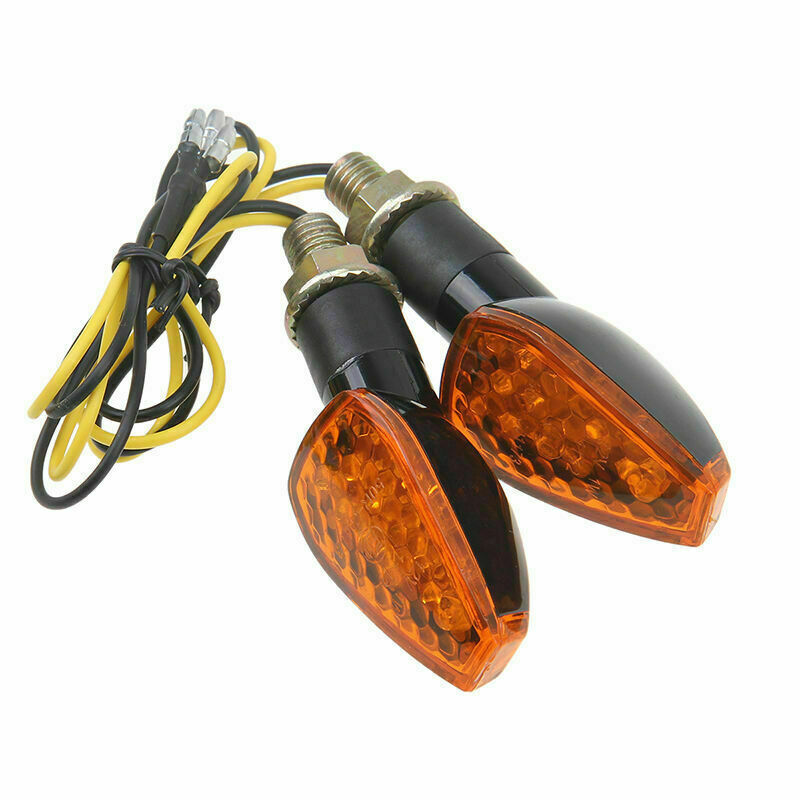 Motorcycle Turn Signal Lights Indicator Blinker Amber Lighting 12V Black