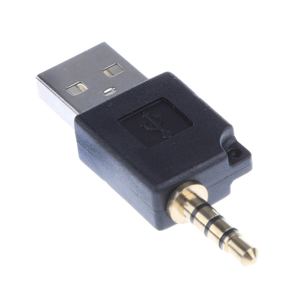 3.5mm Audio to USB Male Adapter Charge Adapter for iPod Shuffle 2nd Black