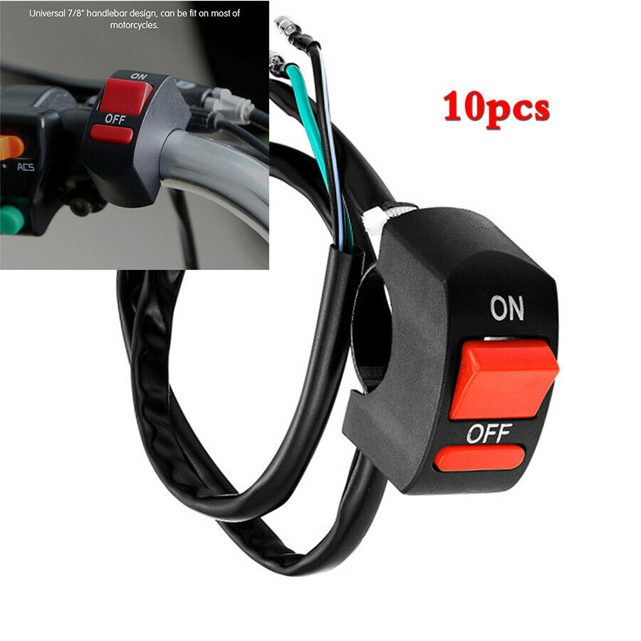 10 Pcs Motorcycle Handlebar ON-OFF Switch Waterproof ATV Headlight Fog Spot