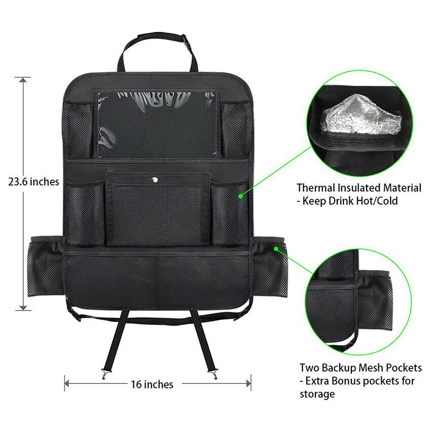 Car Back Seat Organizer With Phone Tablet Holder Touch Screen Pocket Storage