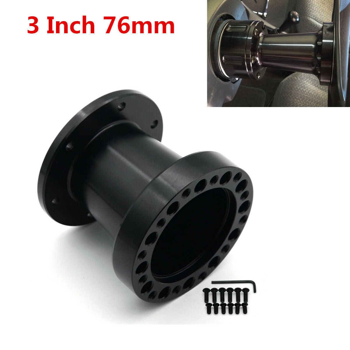 Universal Steering Wheel Hub Spacer 3 INCH Aluminum Steering Wheel Hub Boss Kit
