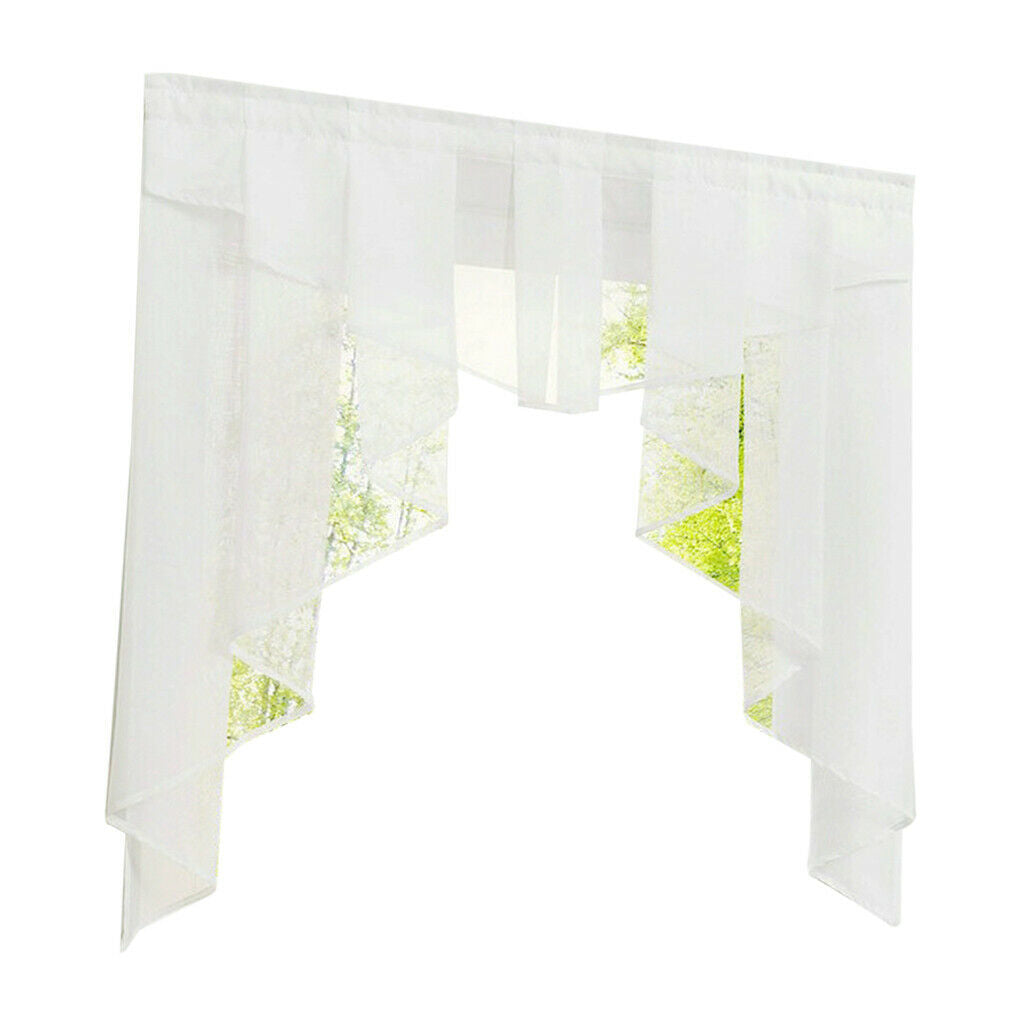 Stitching Pleated Roman Curtain Tulle for Balcony Window White 100Wx100H