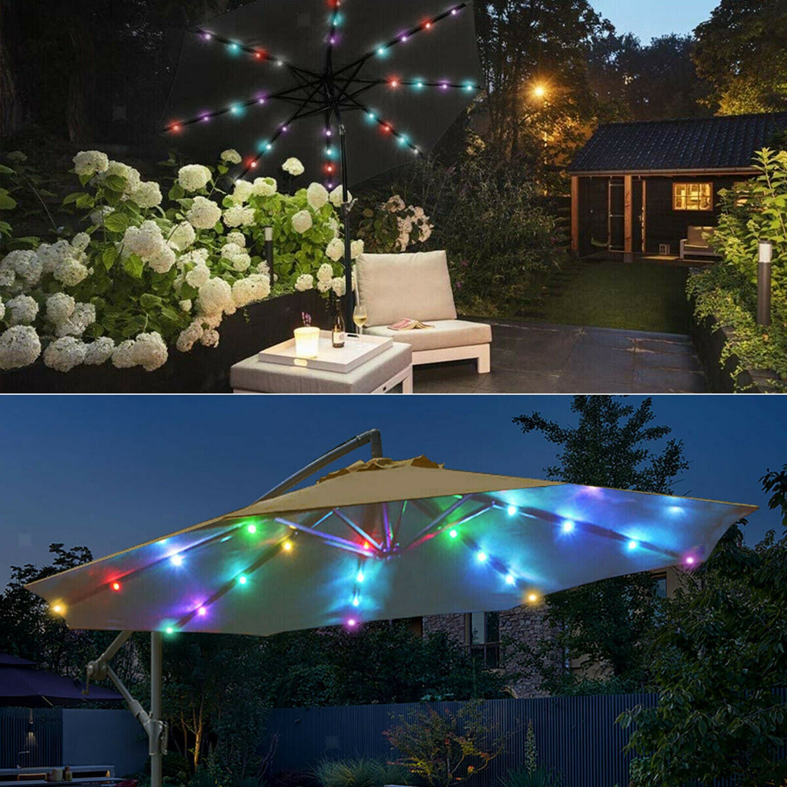 Garden Umbrella Parasol String Light 104LEDs Battery Operated Tents Light
