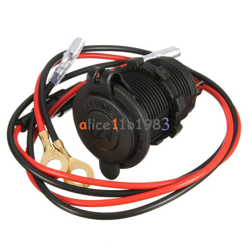 12V-24V Motorcar Lighter Duct Power Supply Jack Waterproof Cover Plug 60cm Cable