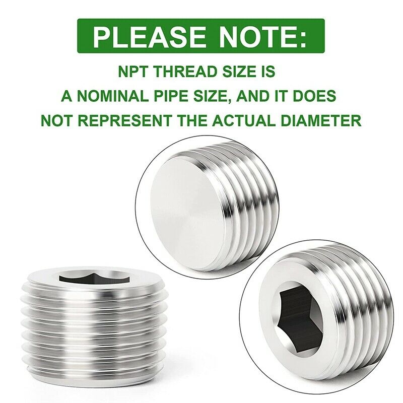 25Pcs Stainless Steel Internal Hex Thread Socket Pipe Plug Fitting 1/8 inch 1/H3