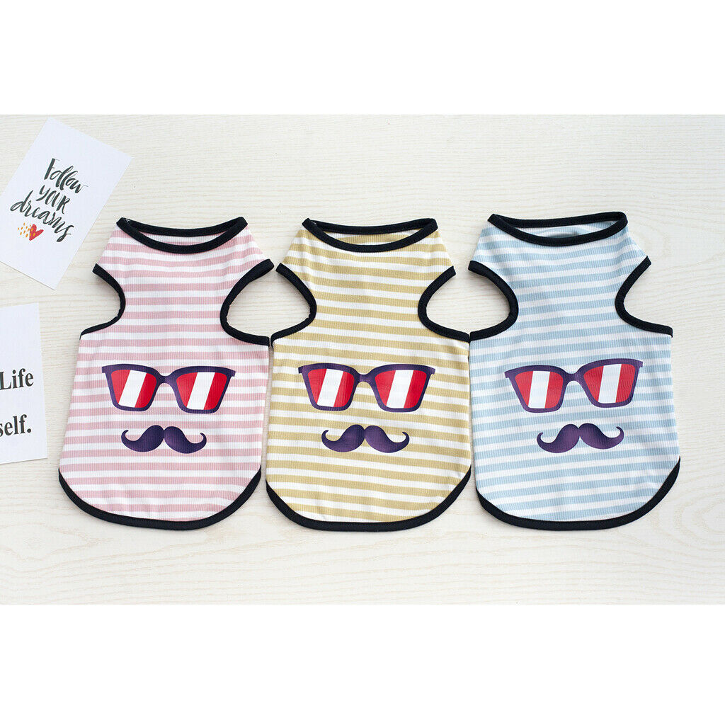 Sunglasses Print Pet Puppy Dog Cat Pet Clothes Dress Vest T Shirt Blue S