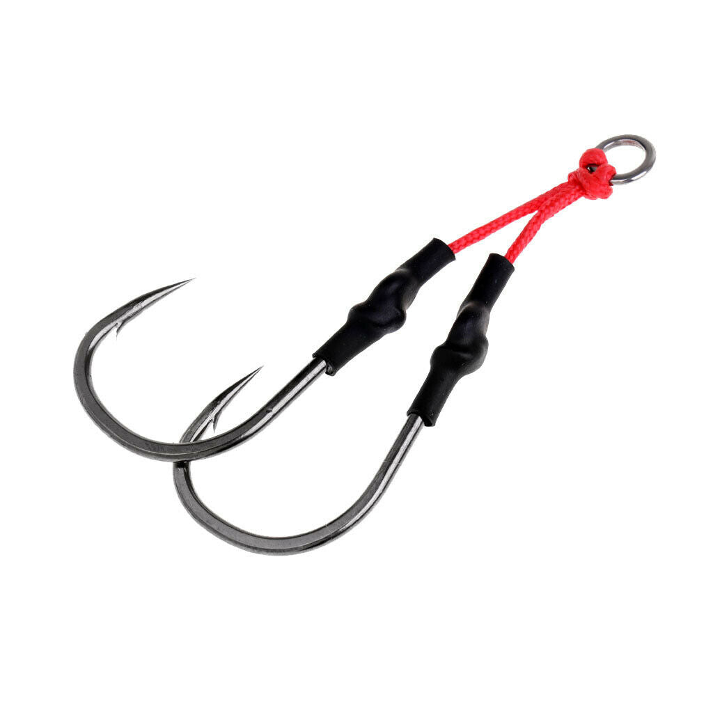 3X Fishing Dual Hook with PE Line Super Strong Jigging Jig Barbed Hooks 8