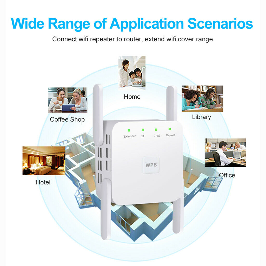 AC1200 WIFI WLAN Repeater Dual Band Gigabit RJ-45 2,4GHz/5.0GHz Extender EU