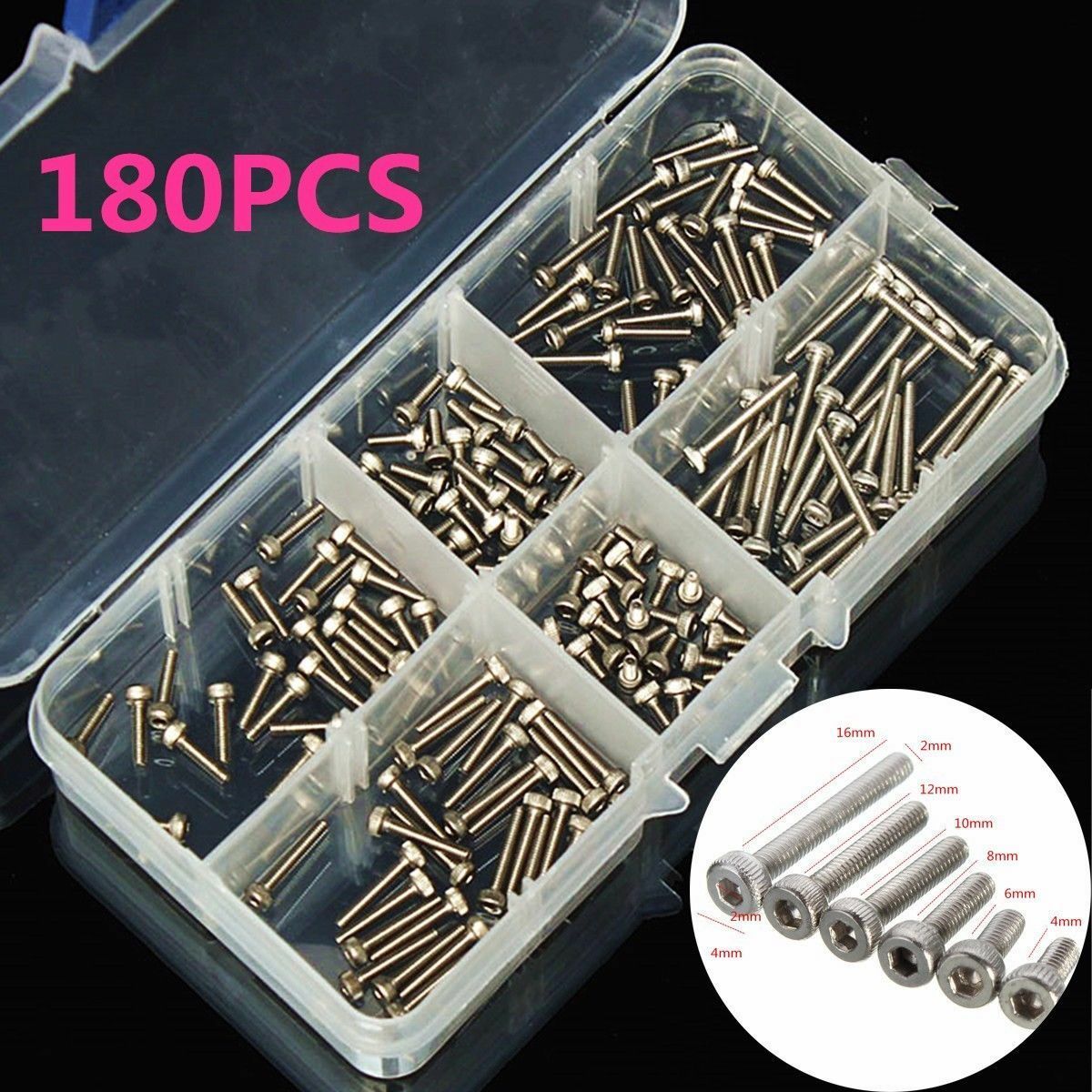 180cps M2 Button Head Socket Cap Screws Allen Hex Drive Stainless Steel M2×16mm