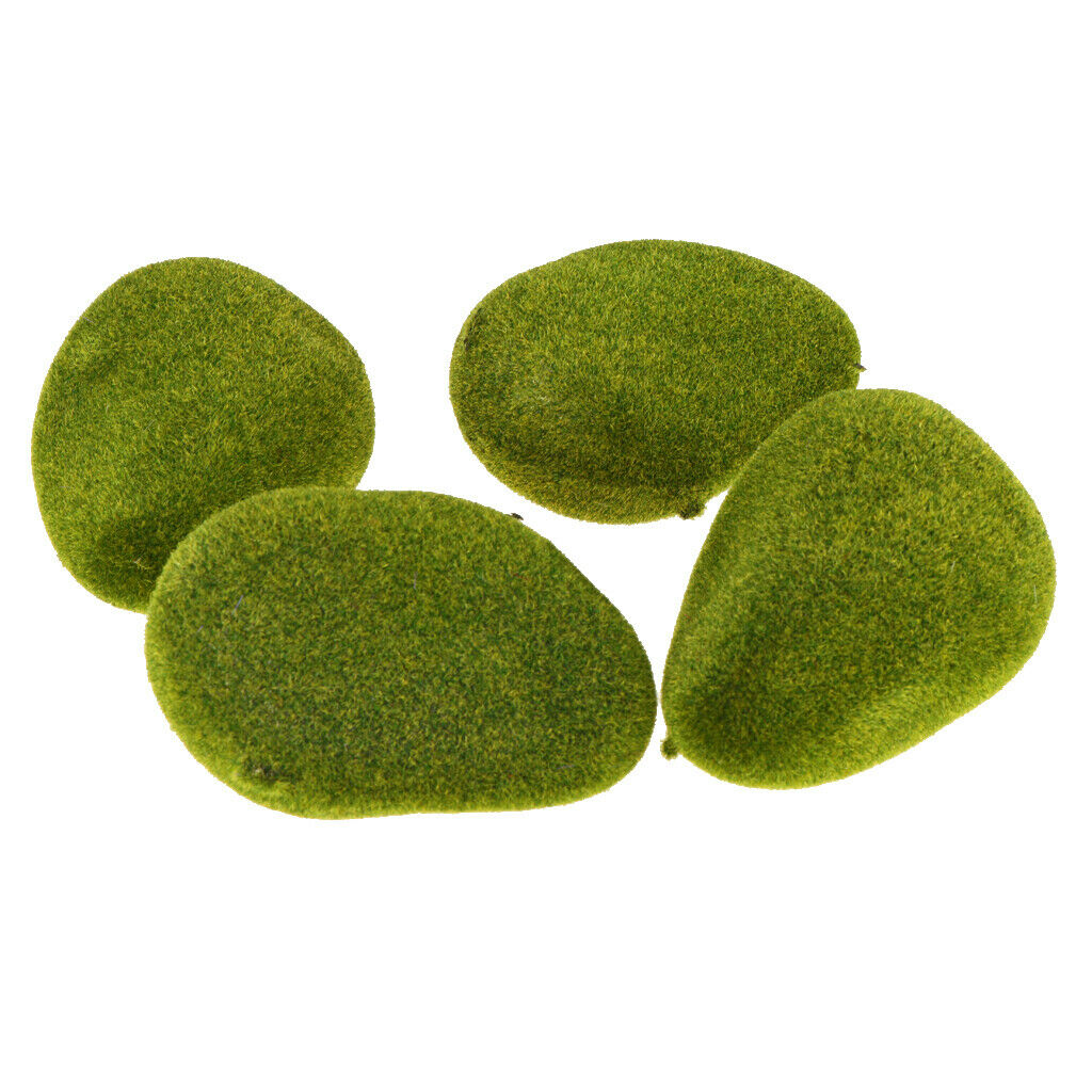 4pcs Artificial Moss Stones Grass Green Plant Potted Home Garden Decor Micro